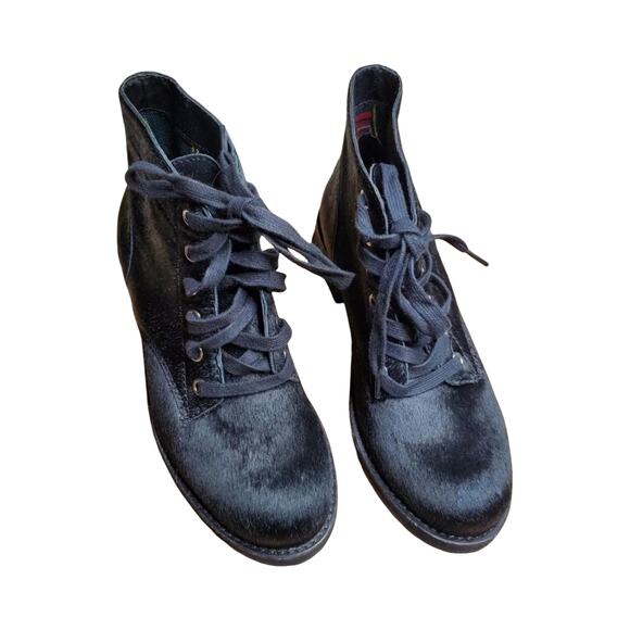 Sam Edelman Black Calf Hair Lace Up Leather Ankle Women's Boot Size: 6.5 - Picture 6 of 6